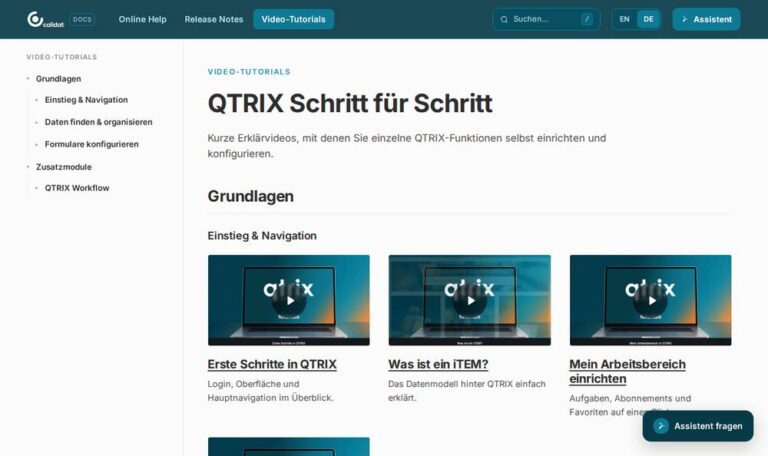 Video-Tutorials in der neuen QTRIX-Hilfe